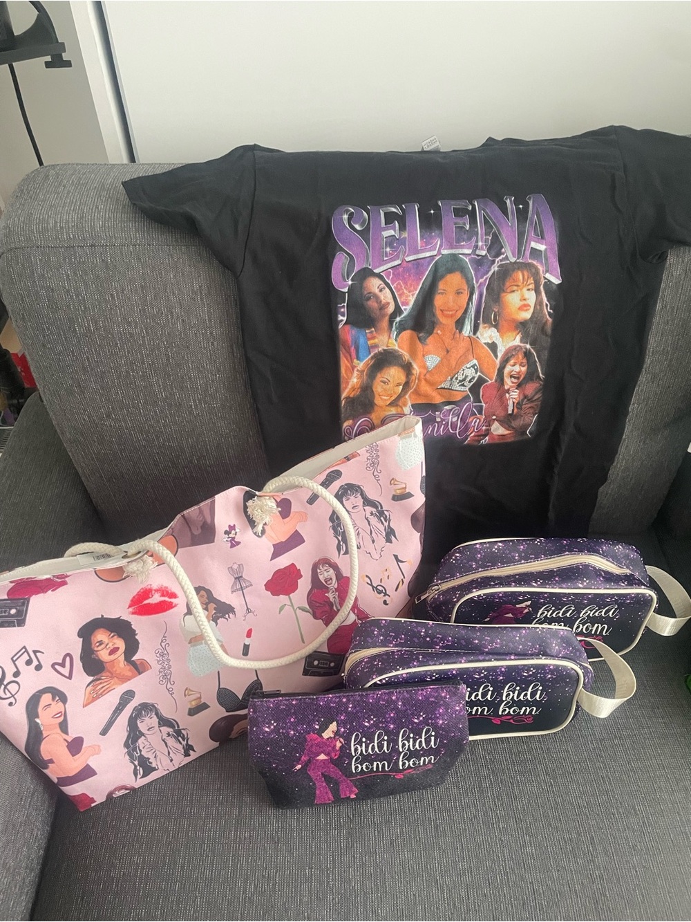 Selena Black Graphic Tee for Kids - Purple Accent Portrait Print